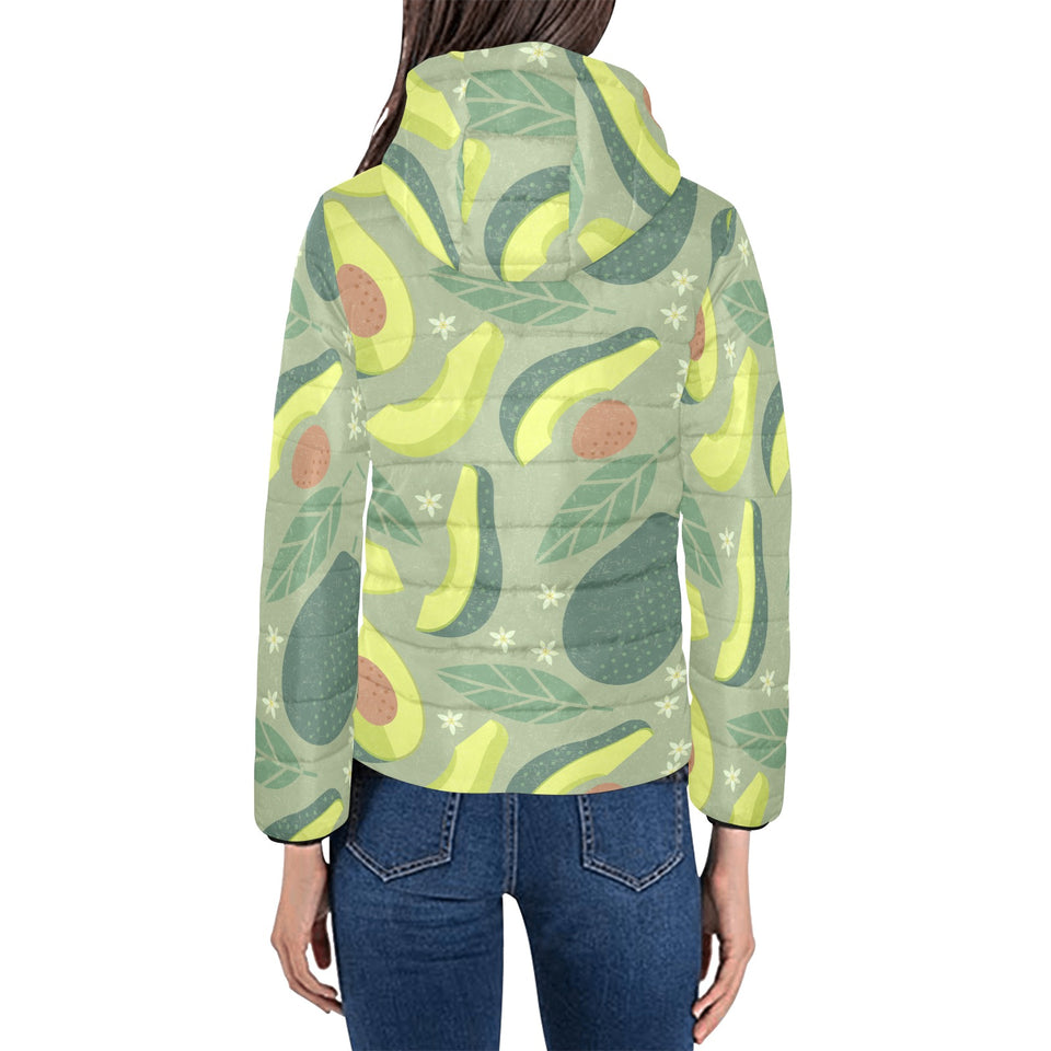 Avocado pattern Women's Padded Hooded Jacket