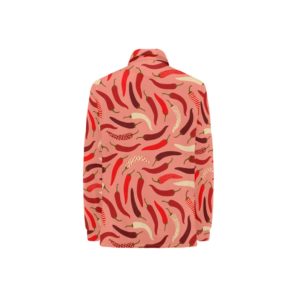 Beautiful Chili peppers pattern Women's Long Sleeve Polo Shirt