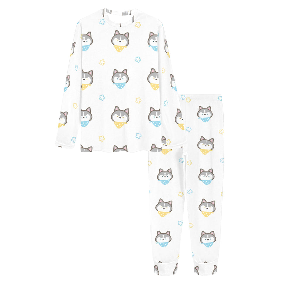 Cute Siberian Husky pattern Women's All Over Print Pajama Set