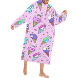 Cute ice cream cone animal pattern Blanket Robe with Sleeves