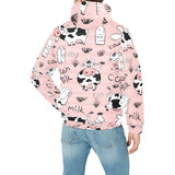 Cows milk product pink background Men's Padded Hooded Jacket