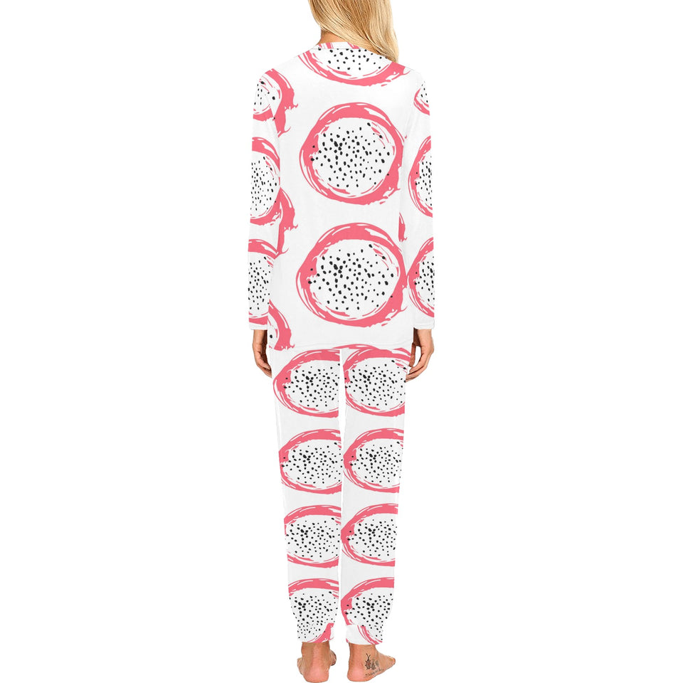 Hand drawn dragon fruit Women's All Over Print Pajama Set