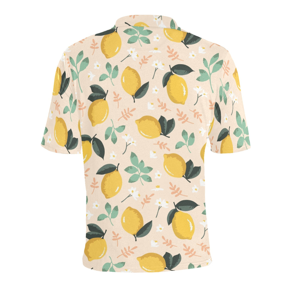 lemon flower leave pattern Men's All Over Print Polo Shirt