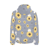 Cute hamster sunflower pattern background Men's Padded Hooded Jacket