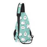 Cute sheep green background All Over Print Chest Bag