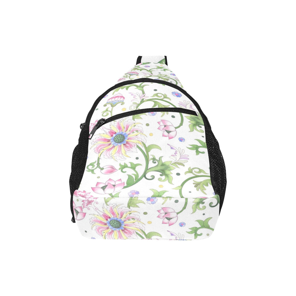 Beautiful pink lotus waterlily leaves pattern All Over Print Chest Bag