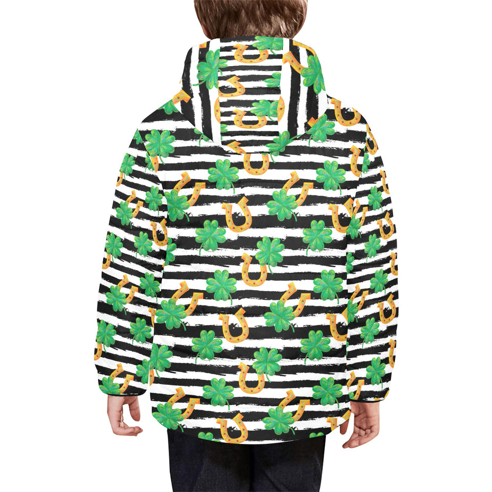 Horseshoes Pattern Print Design 01 Kids' Boys' Girls' Padded Hooded Jacket