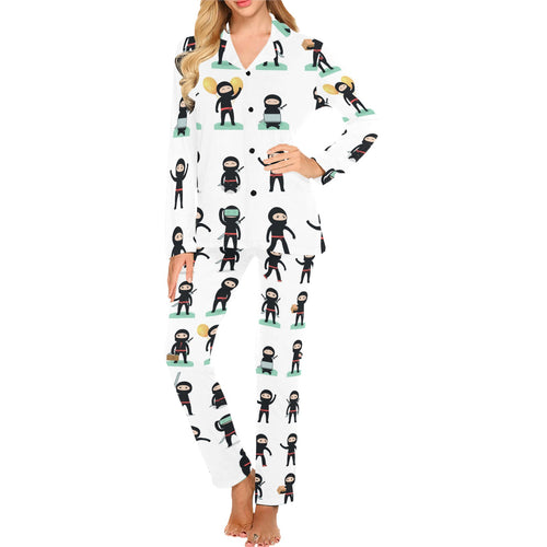 Cute ninja katana sword pattern Women's Long Pajama Set