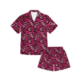 Lips Pattern Print Design 03 Kids' Boys' Girls' V-Neck Short Pajama Set