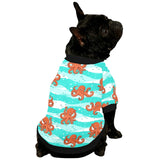 Octopuses sea wave background All Over Print Pet Dog Round Neck Fuzzy Shirt