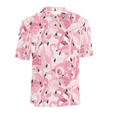 Pink flamingos pattern background Men's All Over Print Polo Shirt