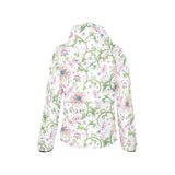 Beautiful pink lotus waterlily leaves pattern Women's Padded Hooded Jacket