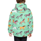 Colorful horses pattern Kids' Boys' Girls' Padded Hooded Jacket