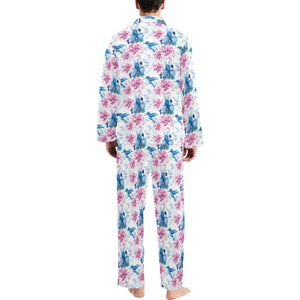 Hummingbird Pattern Print Design 02 Men's Long Pajama Set