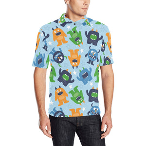 Alien Pattern Print Design 04 Men's All Over Print Polo Shirt