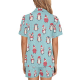 Cute penguin christmas design pattern Women's V-Neck Short Pajama Set