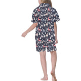 Deers Winter Christmas pattern Kids' Boys' Girls' V-Neck Short Pajama Set