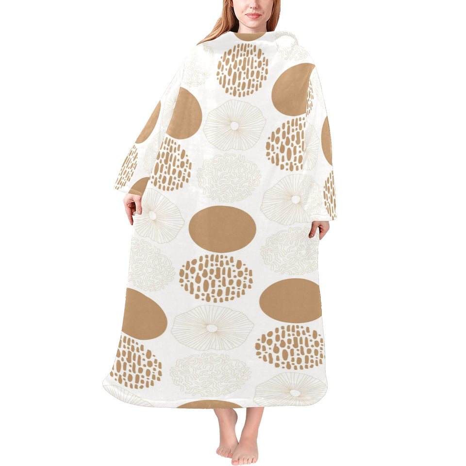 Gold Texture mushroom pattern Blanket Robe with Sleeves