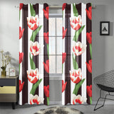 red and white tulips pattern Gauze Curtain