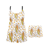 Corn Pattern Print Design 02 Chest Sexy Pleated Two Piece Swim Dress
