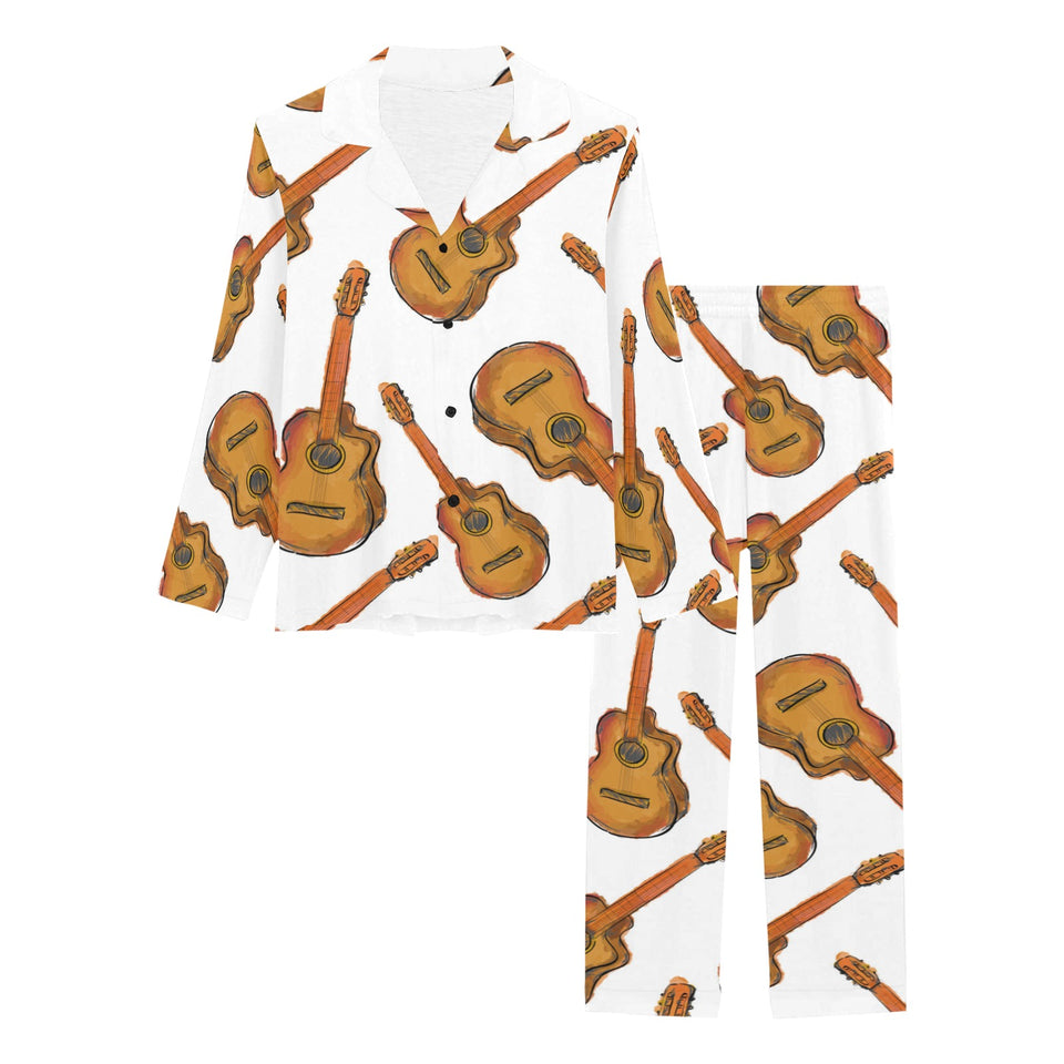 Paint Guitar Pattern Women's Long Pajama Set