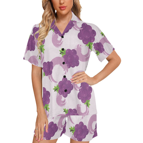 Cute Grape pattern Women's V-Neck Short Pajama Set