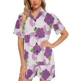 Cute Grape pattern Women's V-Neck Short Pajama Set