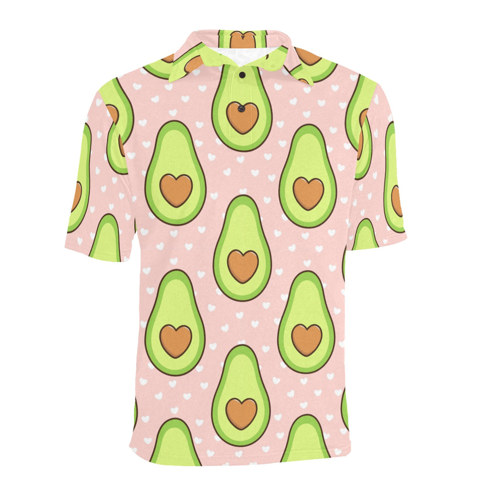 Avocado heart pink background Men's All Over Print Polo Shirt