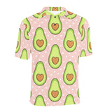 Avocado heart pink background Men's All Over Print Polo Shirt