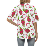 dragon fruits white background Women's All Over Print Hawaiian Shirt