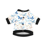 blue butterfly pattern All Over Print Pet Dog Round Neck Fuzzy Shirt