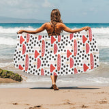 Red mushroom dot pattern Beach Towel