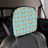 Fox pattern blue b ackground Car Headrest Cover