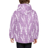 Lavender flowers purple pattern Kids' Boys' Girls' Padded Hooded Jacket