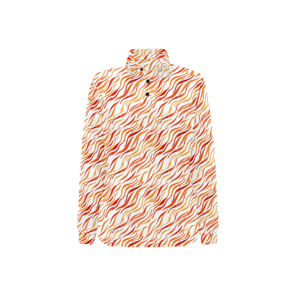 Fire flame watercolor pattern Women's Long Sleeve Polo Shirt