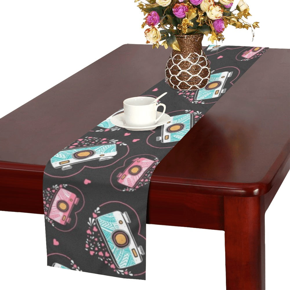 Camera Pattern Print Design 04 Table Runner