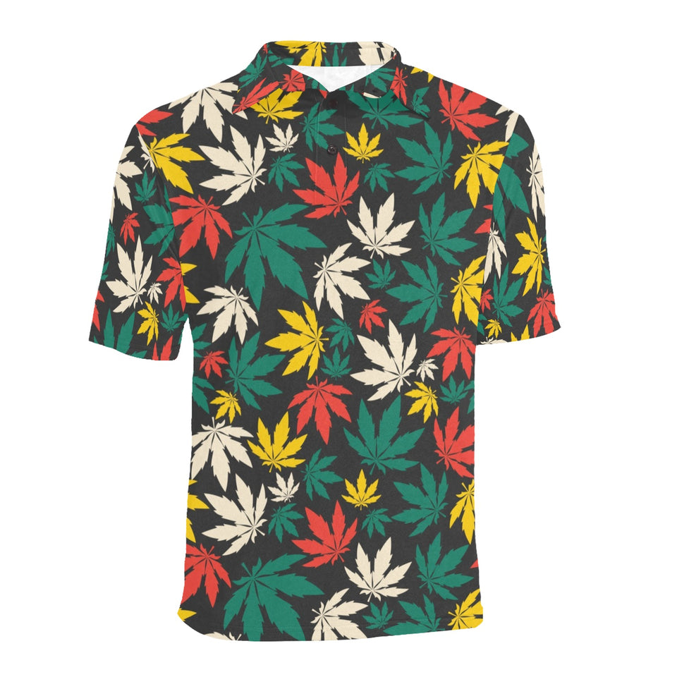 Canabis Marijuana Weed Pattern Print Design 02 Men's All Over Print Polo Shirt