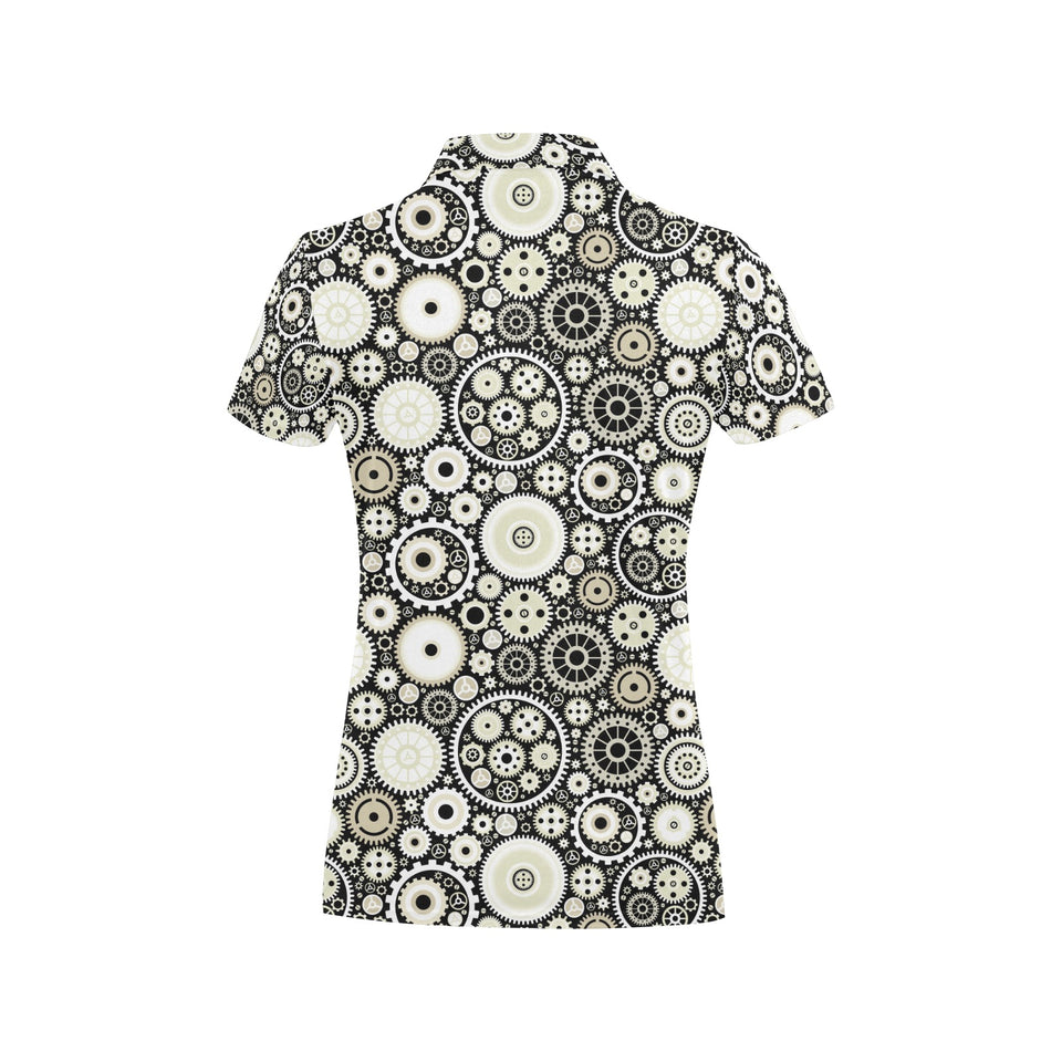 Gear Pattern Print Design 02 Women's All Over Print Polo Shirt