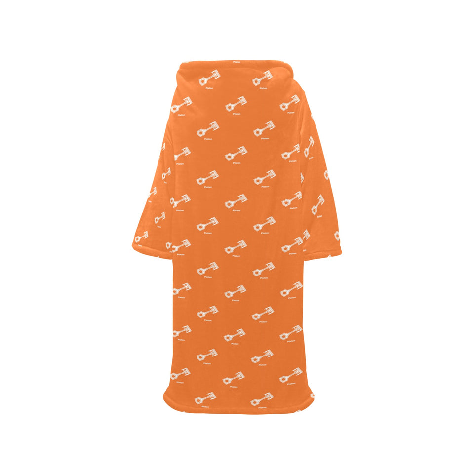 Engine Piston Orange Background Pattern Design 05 Blanket Robe with Sleeves