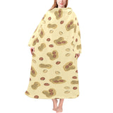 peanuts design pattern Blanket Robe with Sleeves