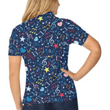 Music Notes Pattern Print Design 03 Women's All Over Print Polo Shirt