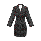 Casino Cards Suits Pattern Print Design 05 Women's Long Sleeve Belted Night Robe