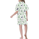 Chameleon lizard succulent plant pattern Kids' Boys' Girls' V-Neck Short Pajama Set