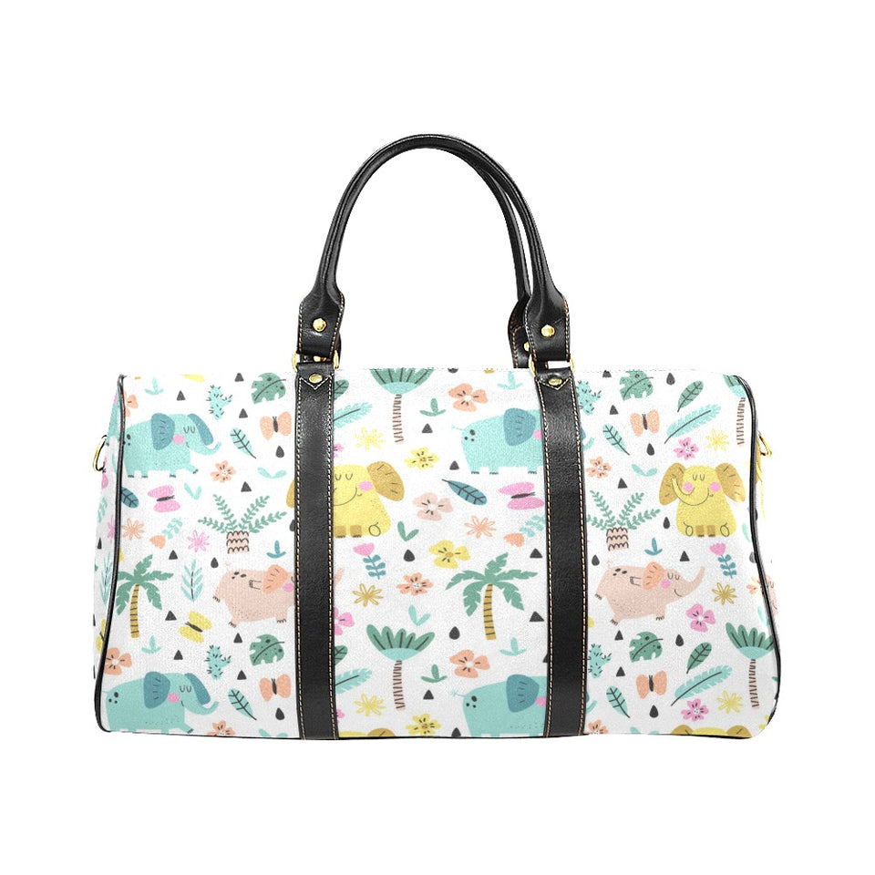 Cute elephants palm tree flower butterfly pattern Travel Bag