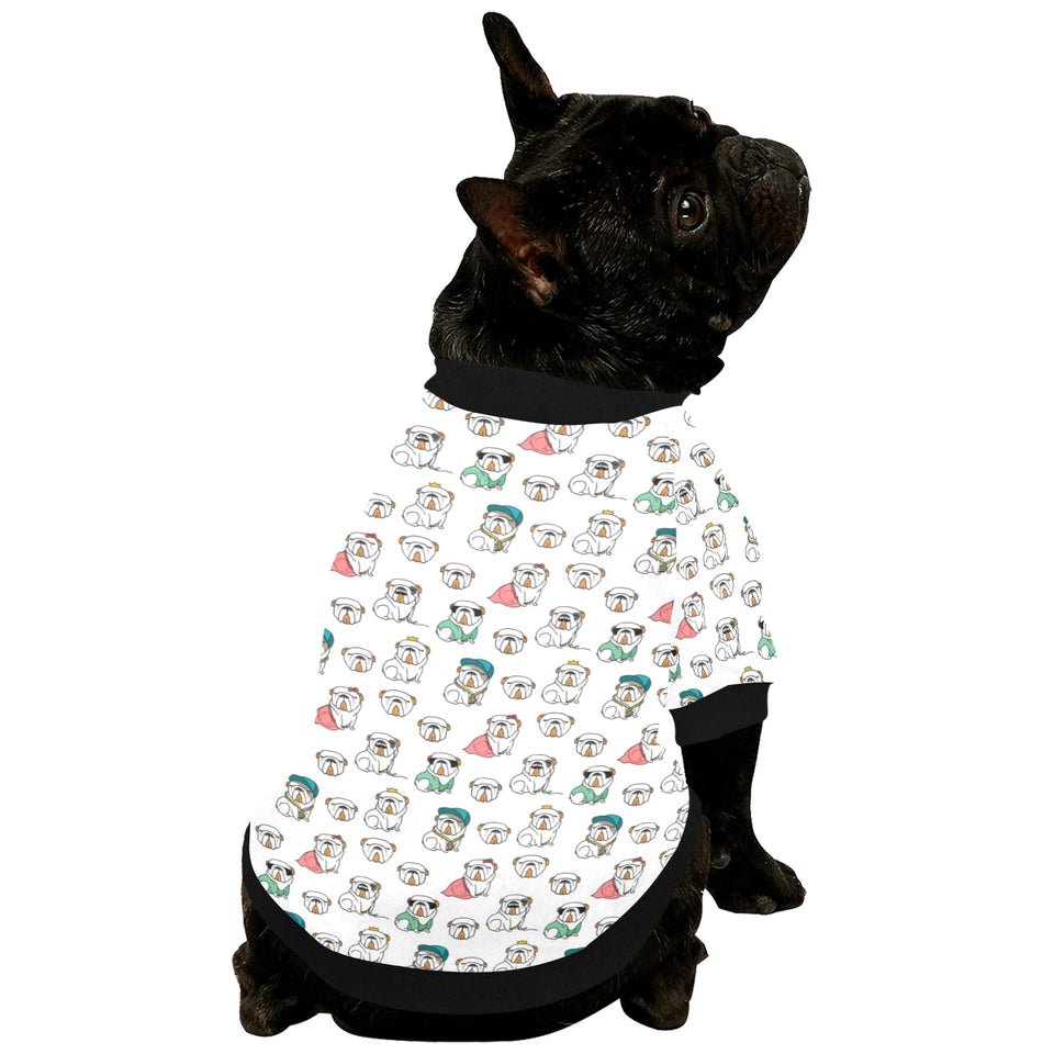English Bulldog Pattern Print Design 03 All Over Print Pet Dog Round Neck Fuzzy Shirt