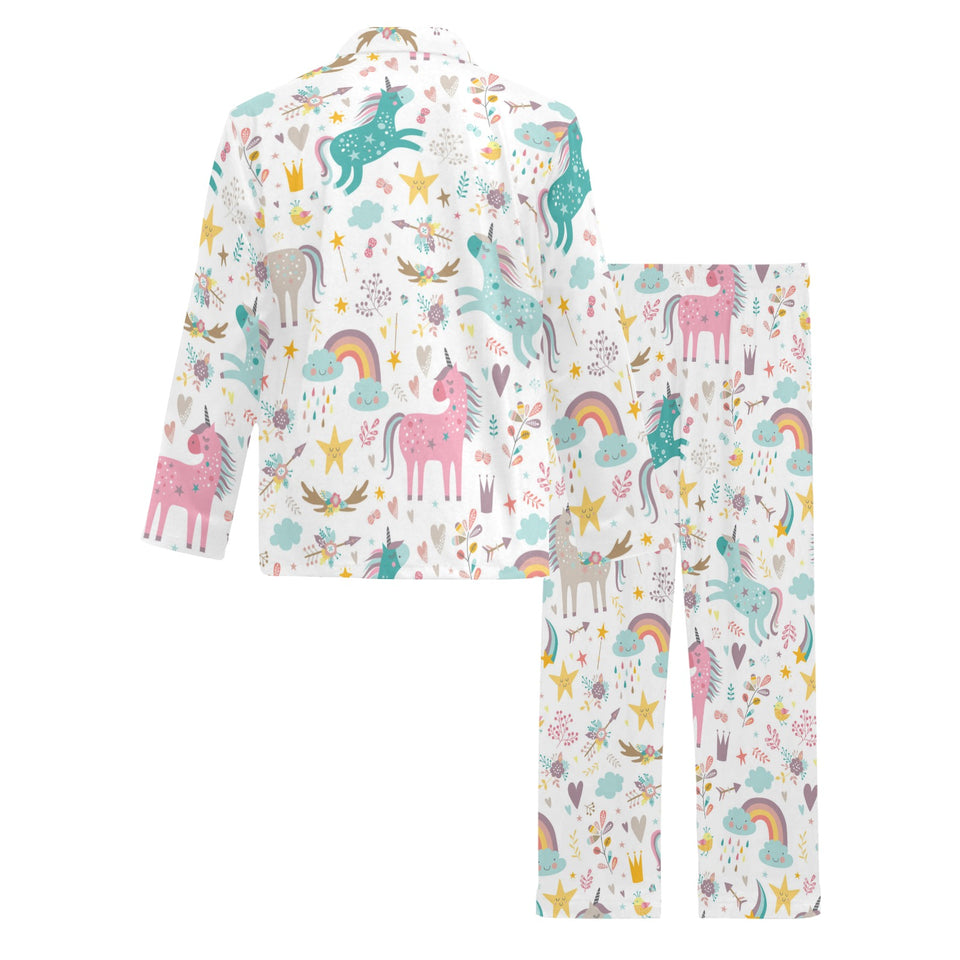 Colorful unicorn pattern Men's Long Pajama Set