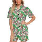 Coconut Pattern Print Design 01 Women's V-Neck Short Pajama Set