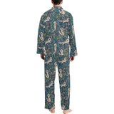 Raccoon tropical leaves pattern Men's Long Pajama Set