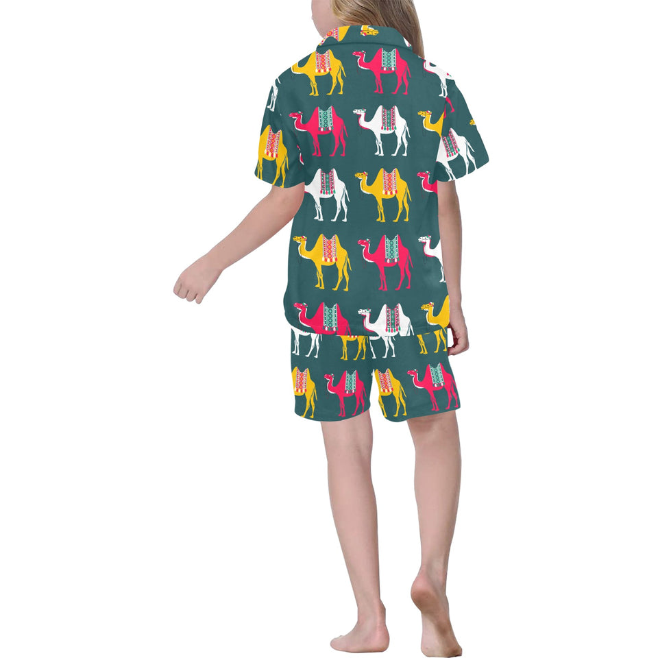 Camel pattern Kids' Boys' Girls' V-Neck Short Pajama Set