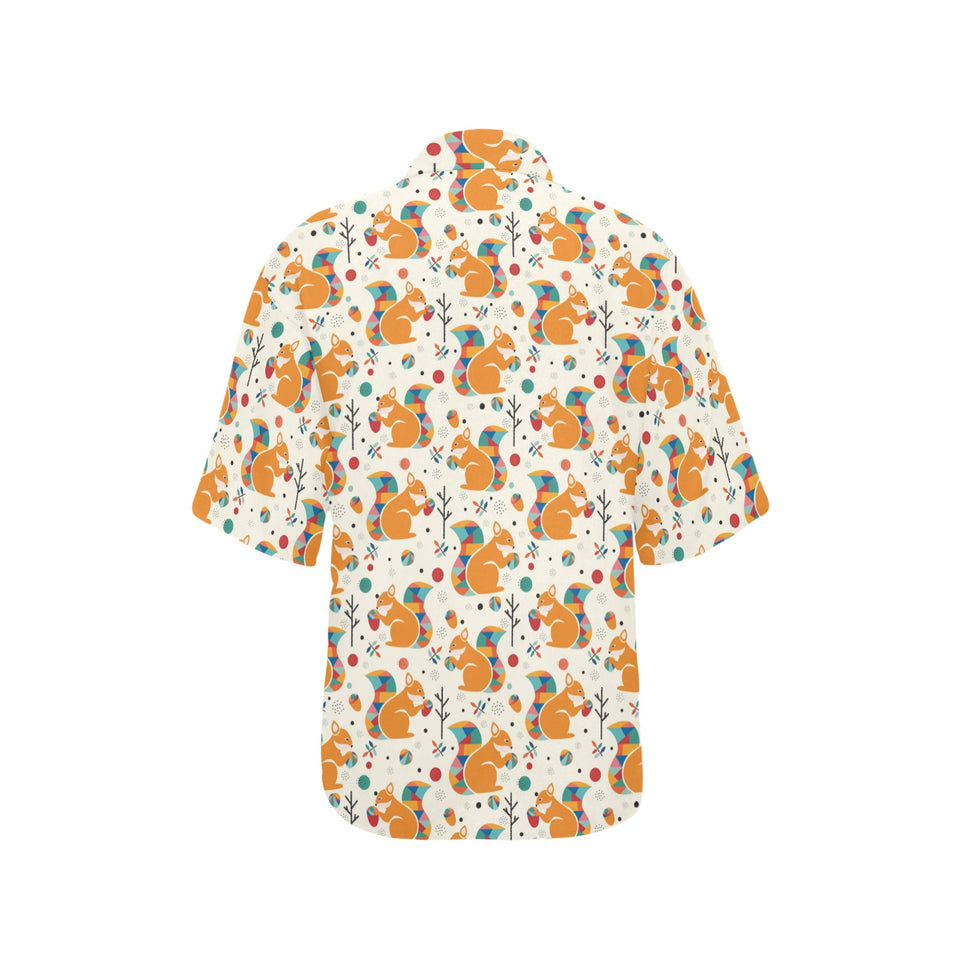 Squirrel Pattern Print Design 04 Women's All Over Print Hawaiian Shirt